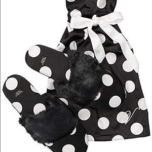 Victoria’s Secret Satin Polkadot Luxury Slippers
